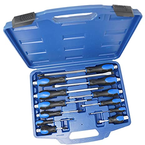 Dapetz ® Screwdriver Set Chrome Vanadium Steel Made, 12Pcs Magnetic Screwdriver with 6 Flat & 6 Cross Head, Professional Cushion Grip, Durable Hand Tools in Case