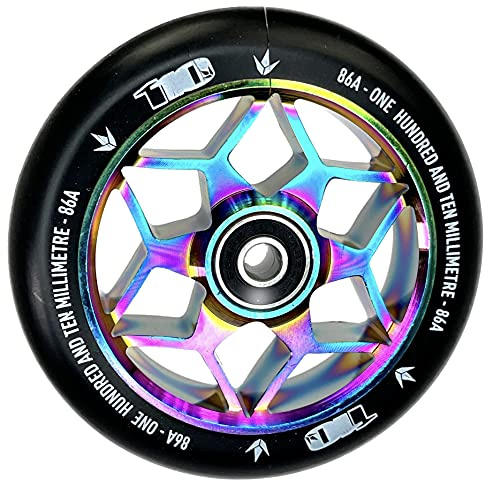 Diamond Blunt Stunt-Scooter 110mm Abec9 Wheel Tret Roller Ersatz Rad Rolle + Fantic26 Sticker (Rainbow Neochrome)