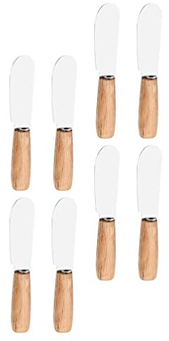 Angoily 8PCS Droite en Acier Inoxydable Large Couteau À Beurre Fromage Épandeur Couteau avec Manche en Bois pour Froid Beurre pour La Cuisine (Couleurs Assorties)