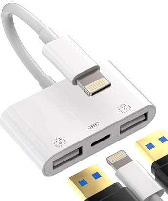 Adaptateur USB A pour iPhone Lightning vers Connecteur OTG Câble 13 12 11 Mini Pro Max X pour iPad Mâle Convertisseur Séparateur Double et Chargeur Port Femelle Caméra Clavier Souris Adaptador Hub 3.0