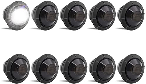 Biqing 10PCS Feux de Gabarit Latéraux Blanc,3/4 Rond Feux de Position LED 12V Avant Arrière Côté Indicateurs de Marqueur Lumière avec Lentille Fumée pour Remorque/Camion/Bus/Van/RV/Bateau