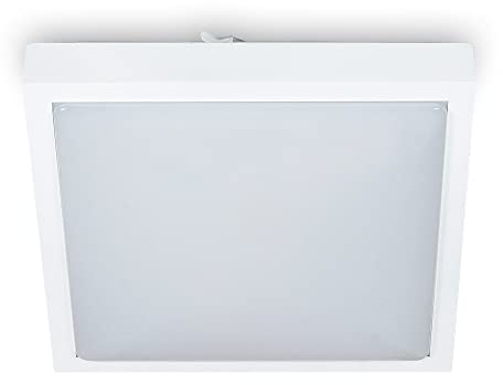 Kwazar Luminaire - Deckenlampe - Deckenleuchte Flach - Lampe Decke E27 für Flur, Treppenhaus, Küche, Esszimmer, Wohnzimmer - Quadratisch, Max. 30W, 230V, Schutzklasse IP20 - SAMI Weiß