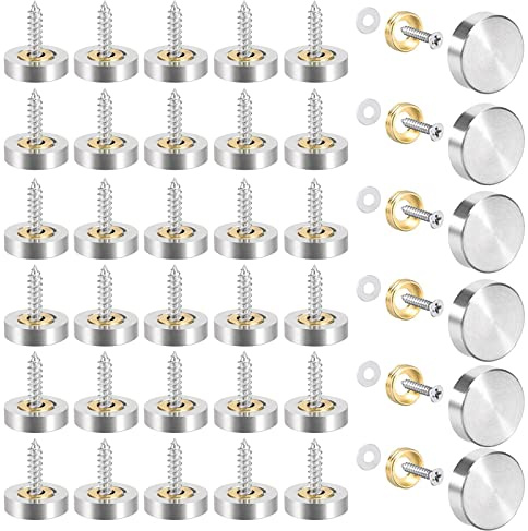 40 set 20 mm Viti da specchio Chiodi a Specchio in Acciaio Inox Viti da Specchio con Tappi Decorativi Cappucci Decorativi Chiodi di Copertura per Tavoli a Specchio Piatti da Bagno Pannelli in Vetro