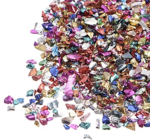 sourcing map 20g Glassplitter 2-4mm unregelmäßiges metallisches Glitterglas Farbenfroh