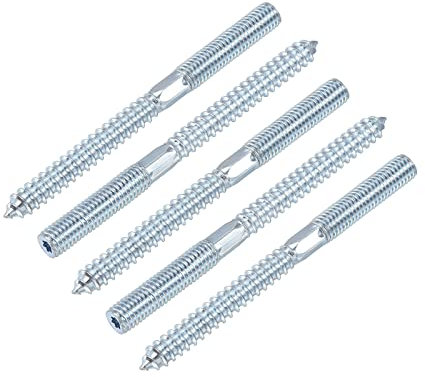 METALLIXITY 5Stk Stockschraube M10 110mm Selbstbohrende Zweiseitig Kohlenstoffstahl Doppelkopfschrauben für Heim Reparatur