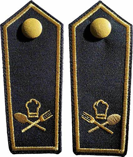 FEUER1: Küchendirektor/Directeur de Cuisine (Gold/Gold) - Schulterklappe für Uniform, Mittel, Luxuriös-formell, Küchen-Dienstgrad, 1 Stück