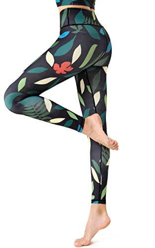 HAPYWER Damen Yoga Leggings - Blickdichte Sporthose mit Hohem Bund, Stretch-Material, Atmungsaktivität - Trainingshose Yogahose für Workout und Fitness(X054,L)
