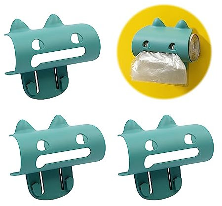 Wand Montierter MüLlsack Organisator Haus - 3 StüCke Blau Wandmontierter Veranstalter, KüChe GroßE KapazitäT Aufbewahrungsbox, MüLlbeutel Kein Loch, Wohnzimmer Spender SchlüSselanhäNger Platzierung