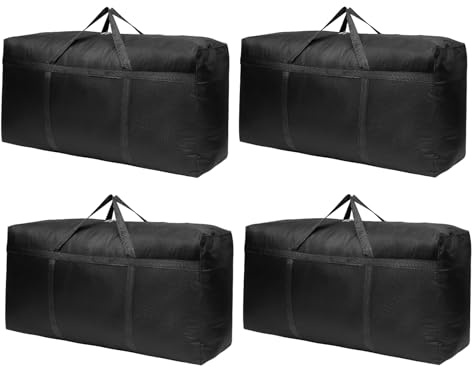 Lannvan 4 Piezas 98L Bolsas para Guardar Ropa - Bolsas Mudanza Grandes de Tejido Oxford 600D Impermeable - Bolsa de Almacenamiento Plegable con Cremalleras & Asas (85.5 * 26 * 44cm)