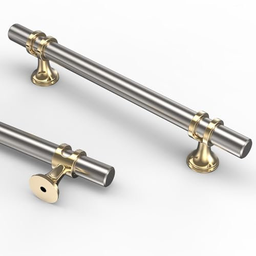 Coinkoly 10 Pieza Tiradores Cocina 128 mm Tiradores Armarios Plata&Doradas Tirador Puerta Tiradores Cajones de Acero Inoxidable Manillas Tiradores Para Muebles Tirador Puerta Corredera