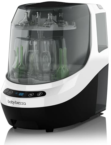 Baby Brezza Baby Bottle Washer Pro - Clinically Proven Better Cleaning - Washer, Sterilizer + Dryer In One Appliance for Essentials like Bottles + Pump Parts – Machine Replaces Brushes + Racks
