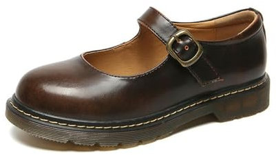 ZIRIA Kleine Lederschuhe Damen Runde Zehe High Heels Retro Leder Damenschuhe Mary Jane Schuhe