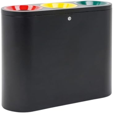 Danieli - Pattumiera per Raccolta Differenziata da Interno. 3 Scomparti Rimovibili 40 L. Pattumiera per Cucina in Acciaio Nero Zincato. Set 5 Adesivi per Gestire la Raccolta Differenziata.