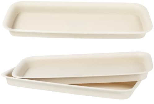 Operitacx Set 3 Pezzi Vassoi per Fioriere Rettangolari Antigoccia in Plastica Bianco, Sottovasi Piante Funzione Antiscivolo per Giardinaggio