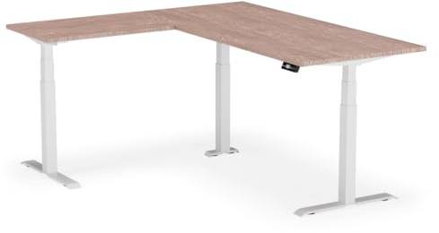 Standable L-Shape Höhenverstellbarer Schreibtisch L-Form 200 x 210 cm I elektrischer Office Table mit 3 Speicherstufen I L-Schreibtisch höheneinstellbar 60-125 cm I elektrischer Büro-Tisch