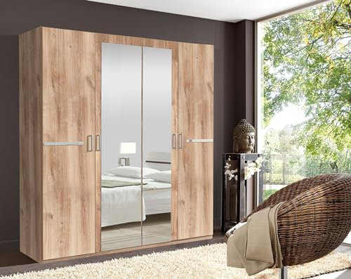 möbelando Drehtürenschrank >Anna< in PLANKENEICHE NACHBILDUNG - 180x208x58cm (BxHxT)