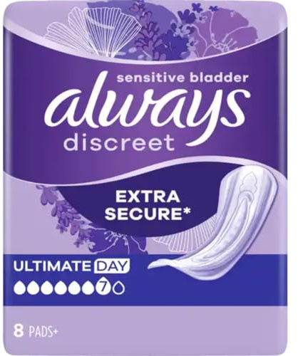 Discreet Inkontinenz Ultimate Tag Binden Pads Damenbinden 8 STÜCK