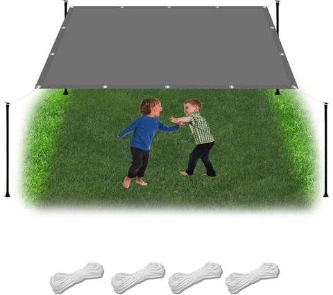 Markisenstoff 2.3 x 4.3 m Wasserdicht Sonnenschutz Strand Reißfest UV-Schutz nach Mass Polyestergewebe Mit Seil Schattenspender für Außenbereich Patio, Hellgrau