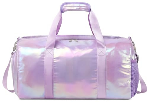 Träningsväska, resväska, dam, sportväska, barn, flickor med skofack, barn, simväska, weekender bag, Laser violett, 18 L * 9.75 H * 8 W, Resväska