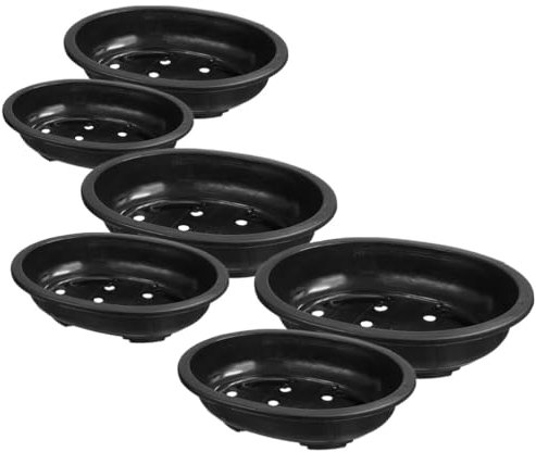 Milisten Lot De 6 Pots De Fleurs Décoratifs Ronds en Plastique pour Bonsaï pour La Maison Le Bureau Le Jardin Drainage Facile Style Moderne
