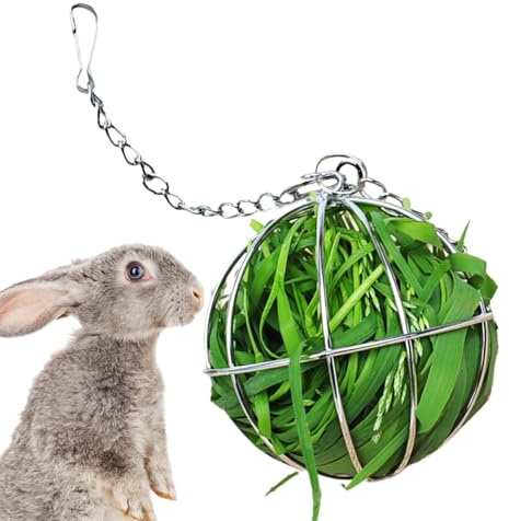 Kaninchen-Heu-Futterball, Edelstahl, Kaninchen, Gras, Kugel, Spiel, Kauspielzeug, Heu-Rack-Ball für Kaninchen, Hamster, Chinchilla, Kleintiere, Heuspender