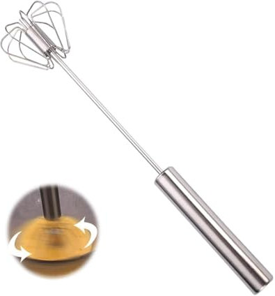 Fouet semi-automatique en acier inoxydable, fouet en acier inoxydable, mélangeur rotatif pour fouet, battre, remuer