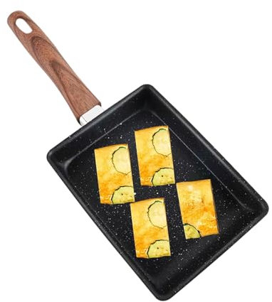 Poêle à œufs rectangulaire antiadhésive | 35,6 x 15,2 cm – Poêle à œufs japonaise carrée ergonomique, petite poêle à frire, accessoires de cuisine multifonctionnels pour la maison