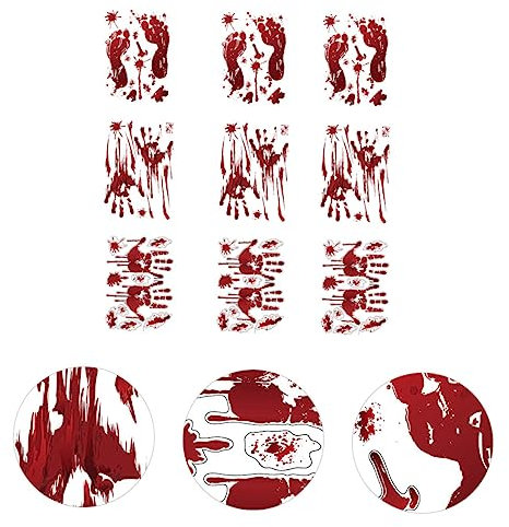 Alipis Halloween Blutige Aufkleber Set 9 Stück Handabdruck Fußabdruck Wandtattoos für Gruselige Party Dekorationen
