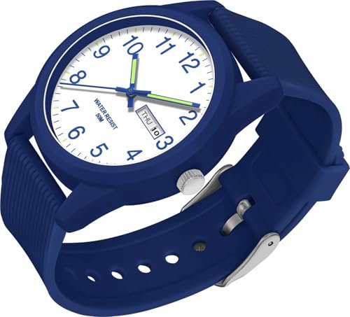 Orologio da polso da uomo, al quarzo, analogico, sportivo, da uomo, donna, 50 m, impermeabile, cinturino in silicone, casual, per ragazzi con data, giorno della settimana, lancette luminose, numeri