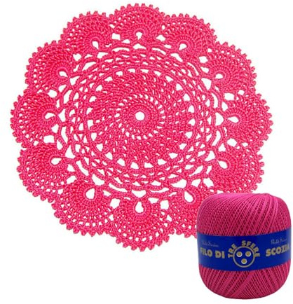 Fuchsia Hakeldeckchen rund aus Baumwolle 22 cm (3CN) - Made in Italy