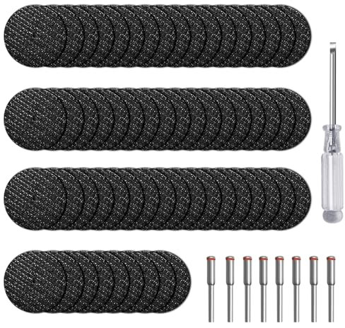 60 Stück Trennscheiben für Dremel, Mini Metall Trennscheiben, Rotationswerkzeug Zubehör Schneidräder mit 8 Stück 3mm Dorn