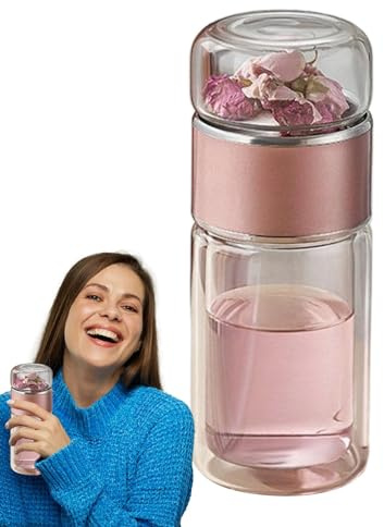 Infusifie - Huevo de té, botella de huevo de té de, 2025, botella de té a prueba de fugas, botella de té a prueba de fugas con huevo de té, vidrio de doble capa con infusor de té, para