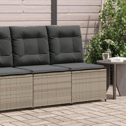 Xichuzi Gartensessel mit Liegefunktion und Kissen Grau Poly Rattan, Gartenstühle, Gartenmöbel, Balkonstuhl, Garten Stühle, Terrassenstühle, Balkonmöbel - 368975