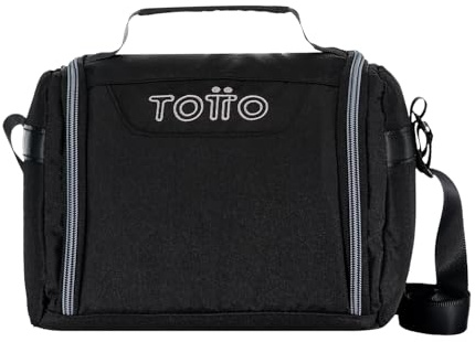TOTTO - Bolsa Térmica Porta Alimentos 8L, Modelo Resaltador, 25 x 20 x 17 cm, Portameriendas Infantil, Apertura 180º, Asa de Mano, Correa Ajustable, Pasador para Mochila con Ruedas, Color Negro