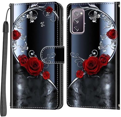 Handyhülle für Samsung Galaxy S20 FE 5G/4G Hülle, silberner Schmetterling | Kartenfach, Standfunktion, Magnetische, Klappbar PU Lederhülle, Stoßfeste, Faltbar Klapphülle, Handytasche