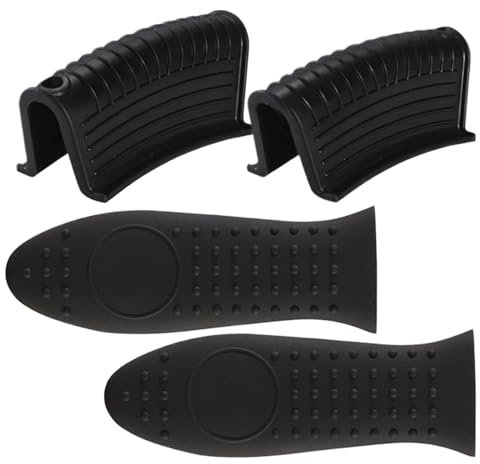 Griffabdeckung für Eisenpfanne, Topfhalter, Gusseisen-Pfannengriffabdeckungen, 4 x -Topfgriffhülsen, Topflappen-Hülse, Pfannengriff-Abdeckungen zum Braten von Gusseisen-Metall