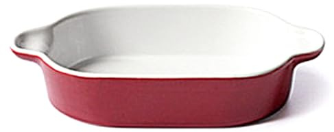 Ceramic Baking Dish, Ceramic Casserole Dishes with Handles, Reusable Mini Casserole Lasagna Pan Deep for Roasting and Baking/Red