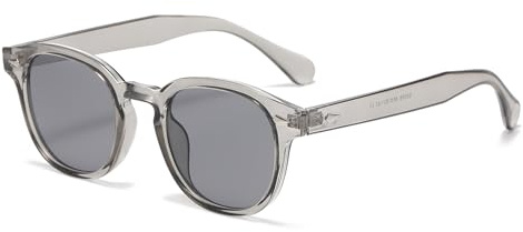 RUNHUIS Retro Runde Sonnenbrille für Damen Herren, Mode Vintage UV400 Schutz Sonnenbrille (Transparent Grau/Grau)