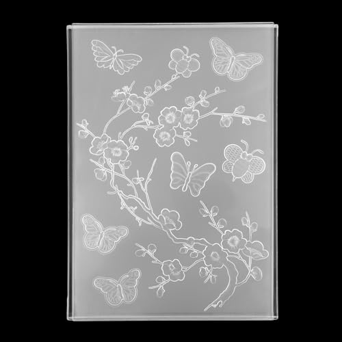 Gosknor 3D Prägefolder, 16,3x11,4 cm Strukturierte Blumen Blätter Prägeschablone Prägefolder Kunststoff für Scrapbooking Papierbasteln Kartenherstellung