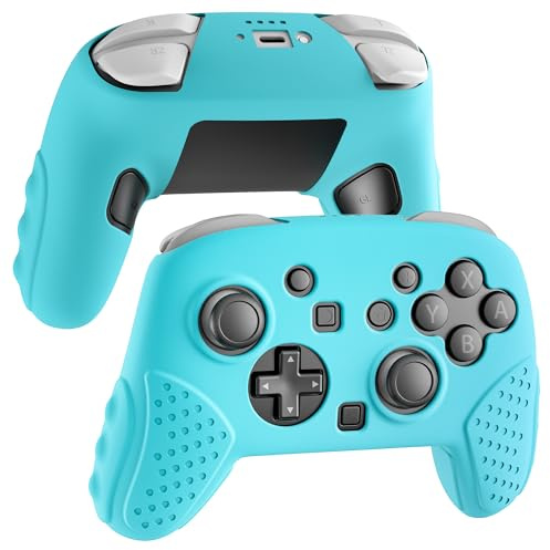 RHOTALL Silicone Cover Skin for Nintendo Switch 2 Pro Controller, Ergonomic Soft Anti-Slip Controller Grip Protector for Nintendo Switch 2 Pro, Comfortable Protector Grip Case Design - Blue