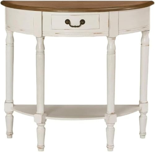ZJGFCB Tables d'appoint, table d'appoint vintage en bois massif, table console semi-circulaire élégante avec tiroir, étagère, tables d'appoint compactes pour couloir (couleur : B)