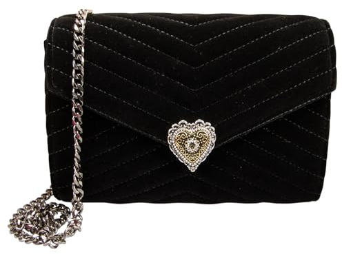 Alpenflüstern Trachtentasche Samtclutch Trachtenherz - Damen Handtasche, Schultertasche fürs Dirndl, Tasche zur Tracht, Dirndltasche mit Metallelemente (in traditionellen Farben) DTA107
