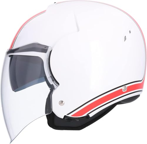 Casco Jet Shiro Modelo Tokio SH-64 Master Blanco/Rojo Talla XS (53/54)