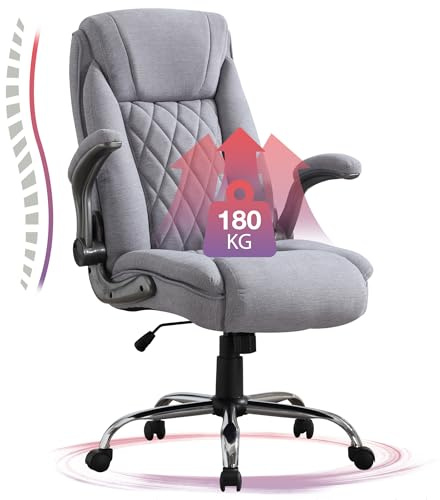 Centilab Ergonomischer Bürostuhl 180KG,Schreibtischstuhl mit Hoher Rückenlehne und Breite Sitzfläche,Hochklappbarer Armlehne,Computer Stuhl für Büro Heim Gaming