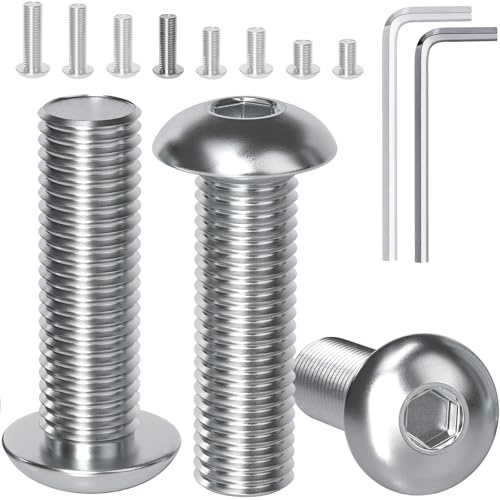 YOOPIN 60 Stück M5 x 16mm Linsenkopfschrauben Innensechskant | Flachkopfschrauben M5 Edelstahl Schrauben, 304 Edelstahl Rundkopfschrauben mit Innensechskantschlüsseln für Möbeleinbau