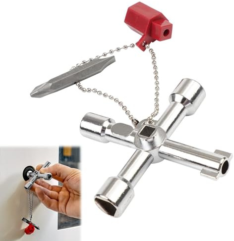 Cerioll Universal-Schlüssel, 4-Wege Multifunktionsschlüssel, Praktischer Multifunktionaler Cross Key, Elektroschrank Schlüssel, Für Wasser, Elektrokasten, Strom, Stromzähler, Heizkörper, Aufzüge Usw
