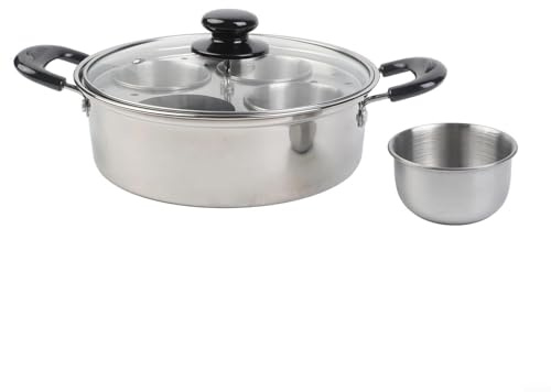 ZWEquipint Verdickter Edelstahl-Dampfgarer für Eier und Mini-Kuchen, 20 cm, Mehrzweck-Küchen-Dampfpfanne zum Kochen zu Hause, wärmespeicherndes Design