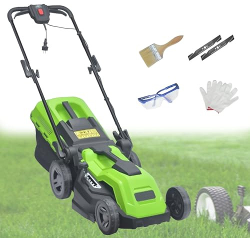 Zowdrix Tosaerba Elettrico A Spinta con Cavo, Regolazione Dell'Altezza in 3 Posizioni con Raccoglierba, Chiusura Rapida, per Giardini E Cortili 2500W/38CM-Cord65M