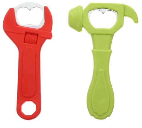 BEBEMOKO Multifunctional Cartoon Silicone Bottle Opener Set, Hammer and Wrench Shape with Fridge Magnet, 2pcs Wine Opener Tools for Party and Home Use