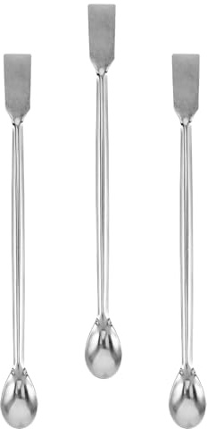 Cabilock Set 3 Spatole da Laboratorio a Doppia Estremità in Acciaio Inossidabile, Manico, per Raschiatura Crogioli e Trasferimento Campioni in Laboratori e Industrie Chimiche